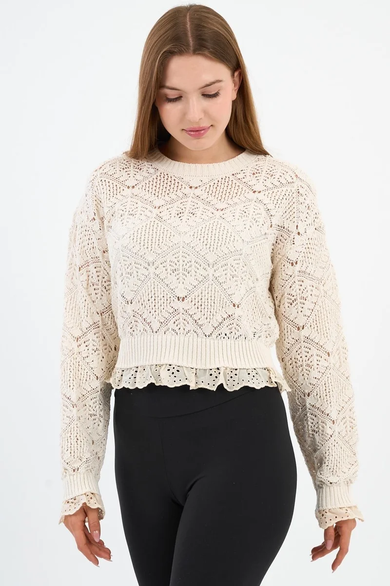 الكسندر جاردي Alexandergardı Lace Striped Knitted Sweater (A92458-S)