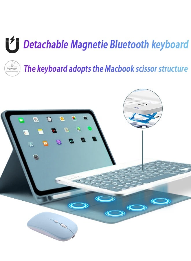 Matepad Se 11 Cover 11 Inch Tablet Bluetooth Keyboard Case Detachable Wireless Keyboard Pen Holder Ultra-Thin Leather Smart Case With Mouse+ Free Anti-Glare Screen Protector-Anti-Drop And Sandstorm Proof- Blue - Image 2