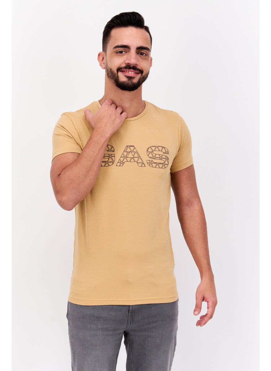 Men Crew Neck Short Sleeves Printed T-Shirt, Tan - pzsku/Z7BC6519B0773A9020962Z/45/_/1737642021/4f186161-b407-46e4-a703-426a3d5447b8