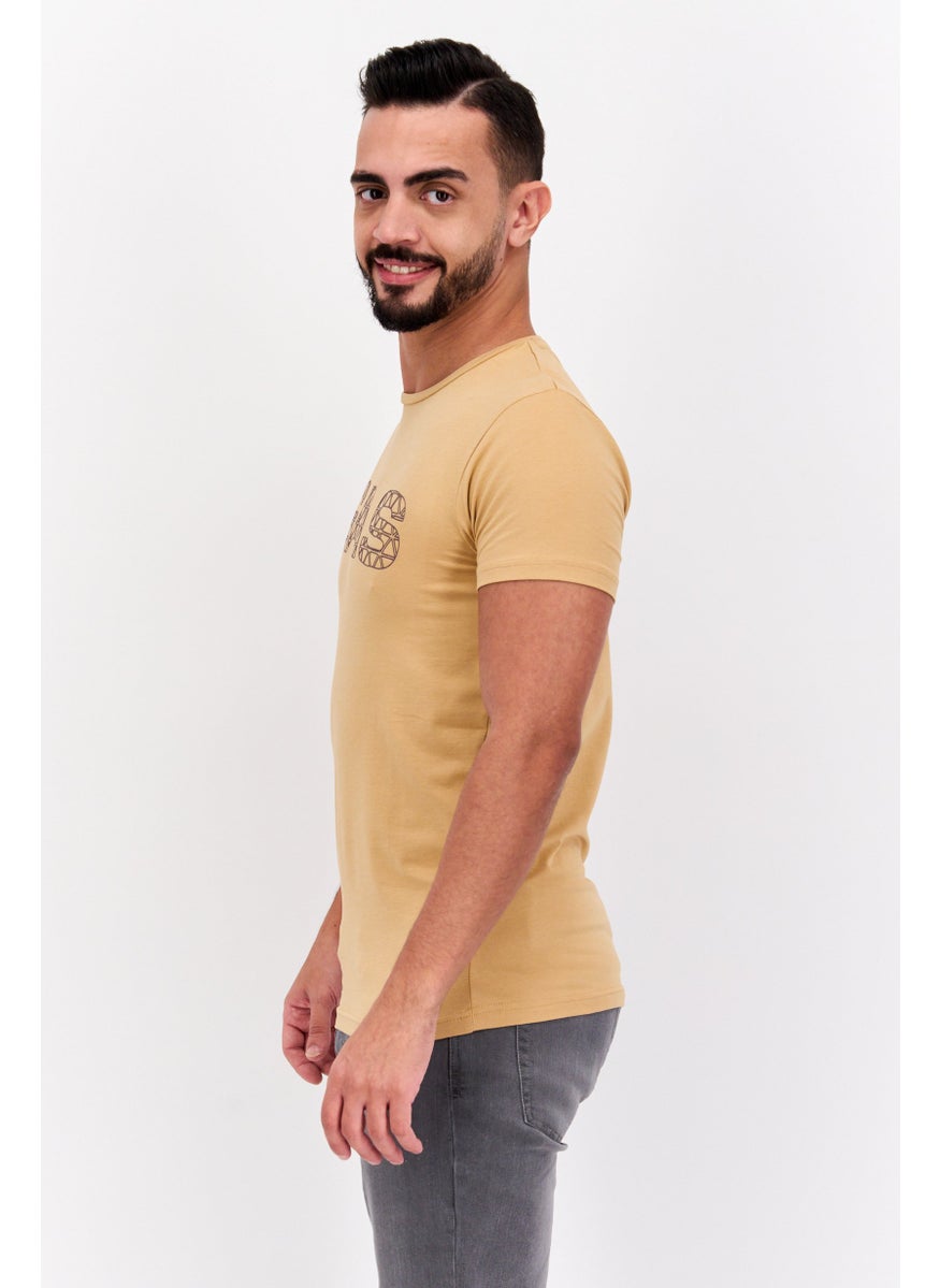 Men Crew Neck Short Sleeves Printed T-Shirt, Tan - pzsku/Z7BC6519B0773A9020962Z/45/_/1737642028/9a0a6ea8-3f97-4f0f-80cf-f3155df3025a