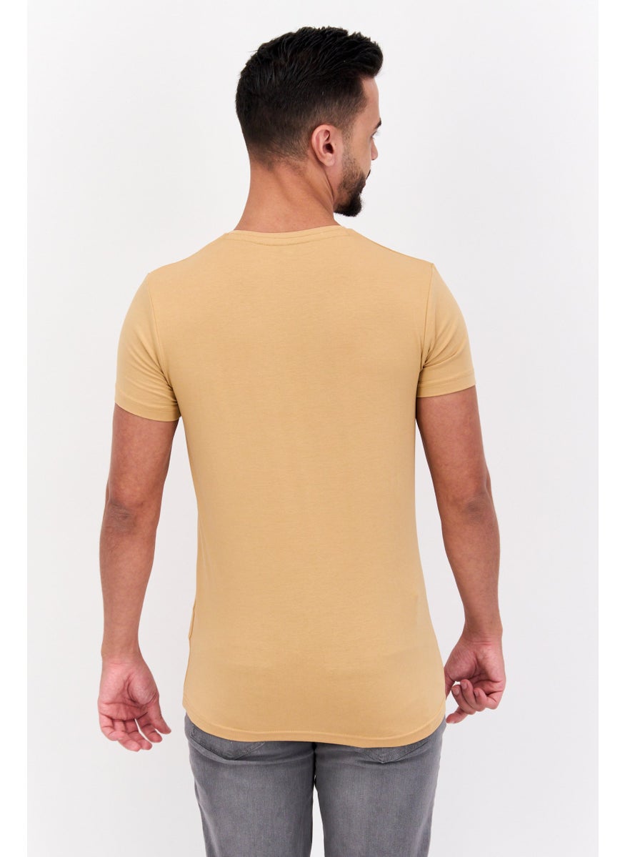 Men Crew Neck Short Sleeves Printed T-Shirt, Tan - pzsku/Z7BC6519B0773A9020962Z/45/_/1737642032/529d5625-5fc7-419d-9f98-86514f178928