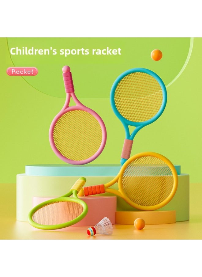 Children's Three-in-one Tennis Racket Leisure Outdoor Sports Badminton Racket Parent-child Interaction Racket Sports Toy Suit-Color:RYB8801 Large 2-in -1 Racket-green Blue