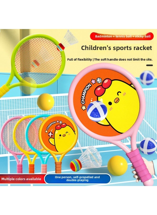 Children's Three-in-one Tennis Racket Leisure Outdoor Sports Badminton Racket Parent-child Interaction Racket Sports Toy Suit-Color:RYB8801 Large 2-in -1 Racket-green Blue
