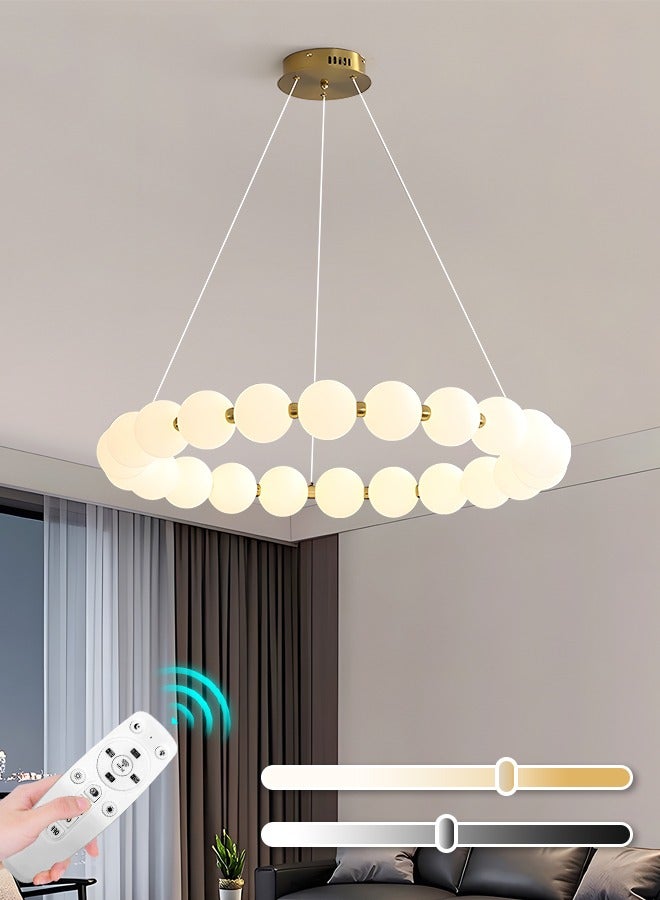 YATAI LIGHTING Modern LED Chandelier, Dimmable Round LED Light Fixture with Adjustable Height, 30W Acrylic Frosted Globe Lighting with Remote Control for Dining Room, Living Room, Hall, and Study Room - Image 1