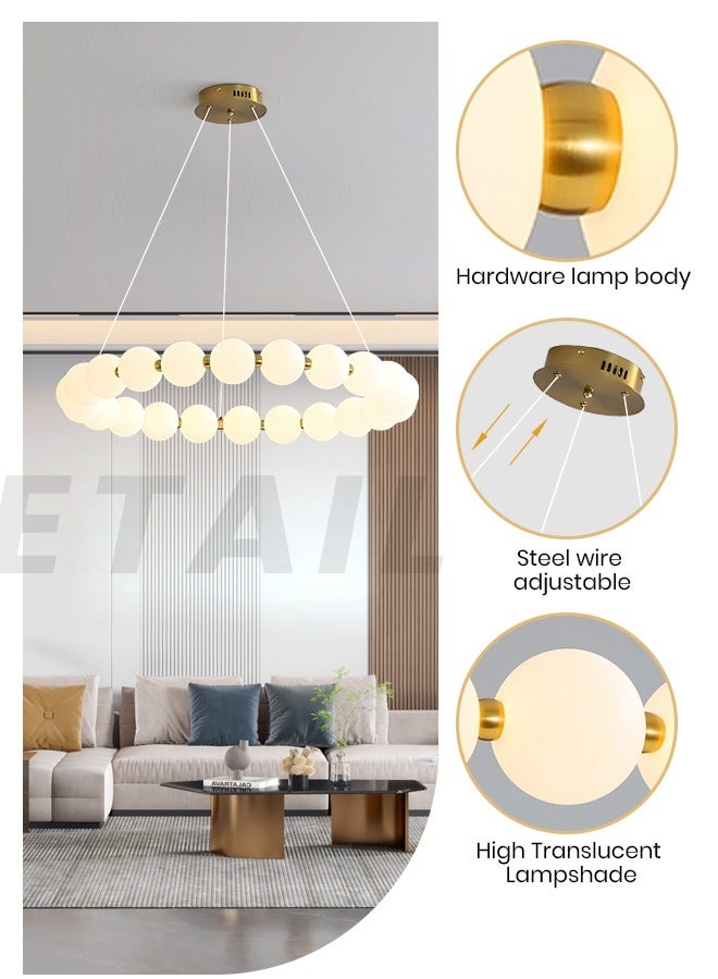 YATAI LIGHTING Modern LED Chandelier, Dimmable Round LED Light Fixture with Adjustable Height, 30W Acrylic Frosted Globe Lighting with Remote Control for Dining Room, Living Room, Hall, and Study Room - Image 4