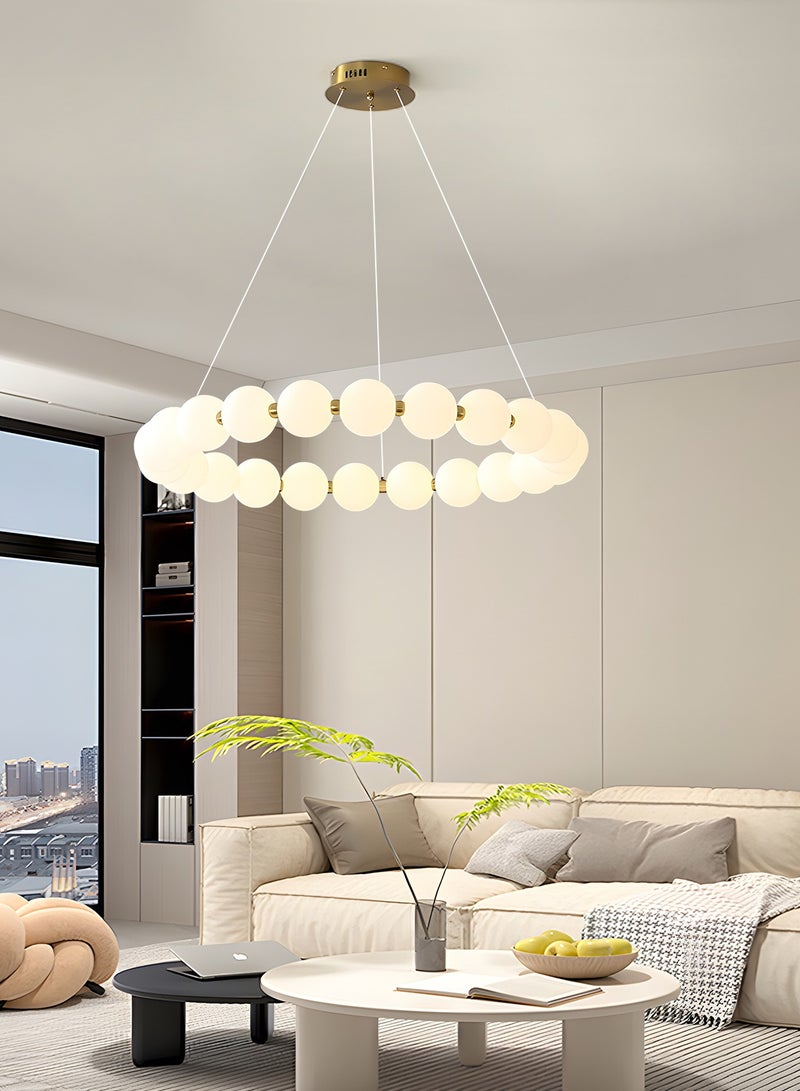 YATAI LIGHTING Modern LED Chandelier, Dimmable Round LED Light Fixture with Adjustable Height, 30W Acrylic Frosted Globe Lighting with Remote Control for Dining Room, Living Room, Hall, and Study Room - Image 5