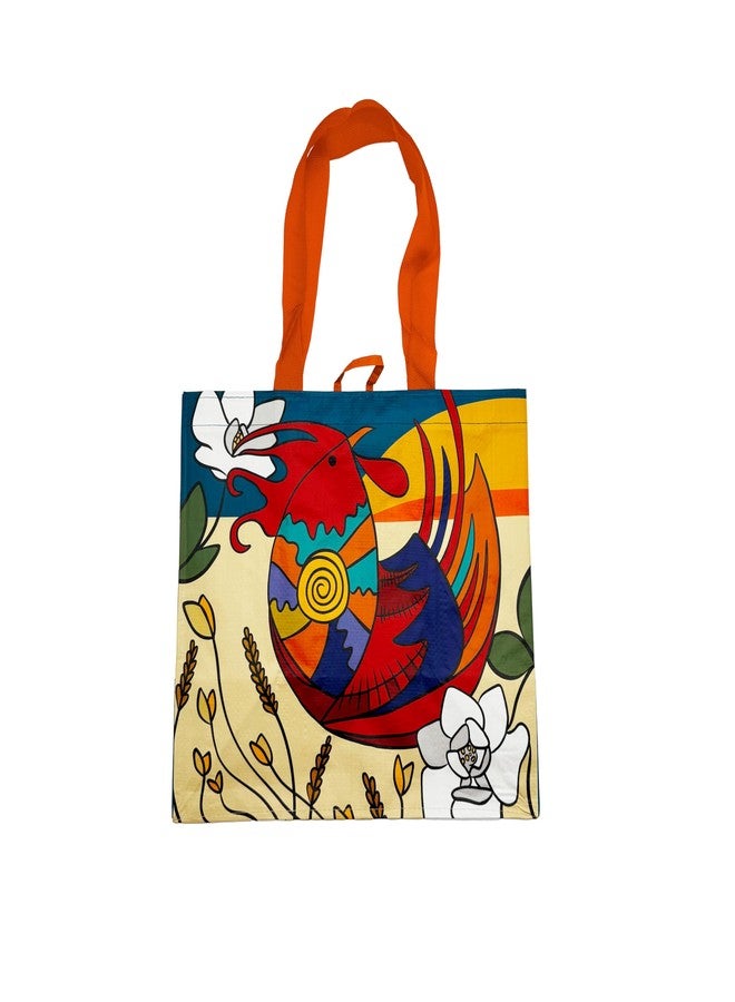 Earthwise Reusable Shopping Bags Extremely Durable Multi Use Large Stylish Fun Foldable Water-Resistant Totes Design - Rooster(Pack of 5) - Image 3