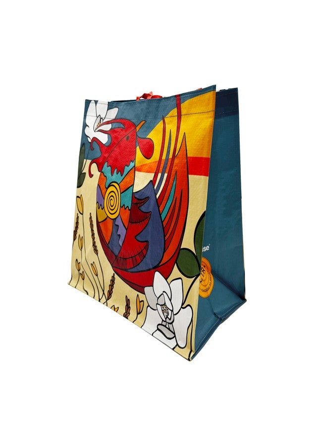 Earthwise Reusable Shopping Bags Extremely Durable Multi Use Large Stylish Fun Foldable Water-Resistant Totes Design - Rooster(Pack of 5) - Image 2