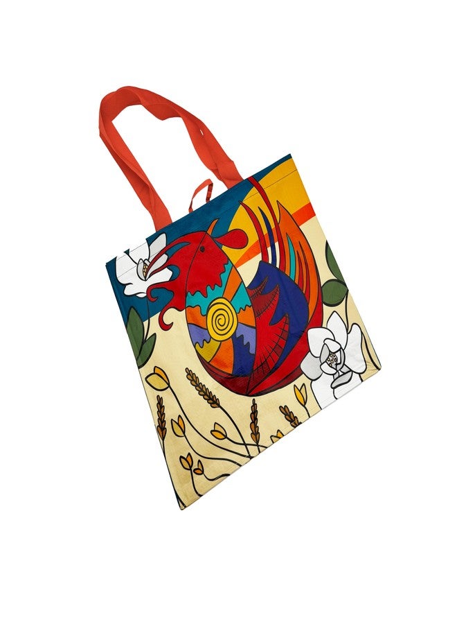 Earthwise Reusable Shopping Bags Extremely Durable Multi Use Large Stylish Fun Foldable Water-Resistant Totes Design - Rooster(Pack of 5) - Image 5