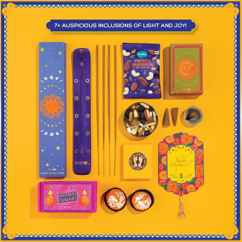 PHOOL LUXURY INCENSE صندوق هدايا فستيفال ديوالي من فهول - سلة احتفالية - Image 5
