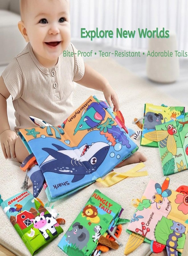 Ahamo Farm Animal Tails Cloth Book | Sensory Books for Babies 6-12 Months | Crinkle Soft Book with Animal Tails, Teething Safe Baby Toy 0-6 Months | Washable Early Learning Activity Book - Image 3
