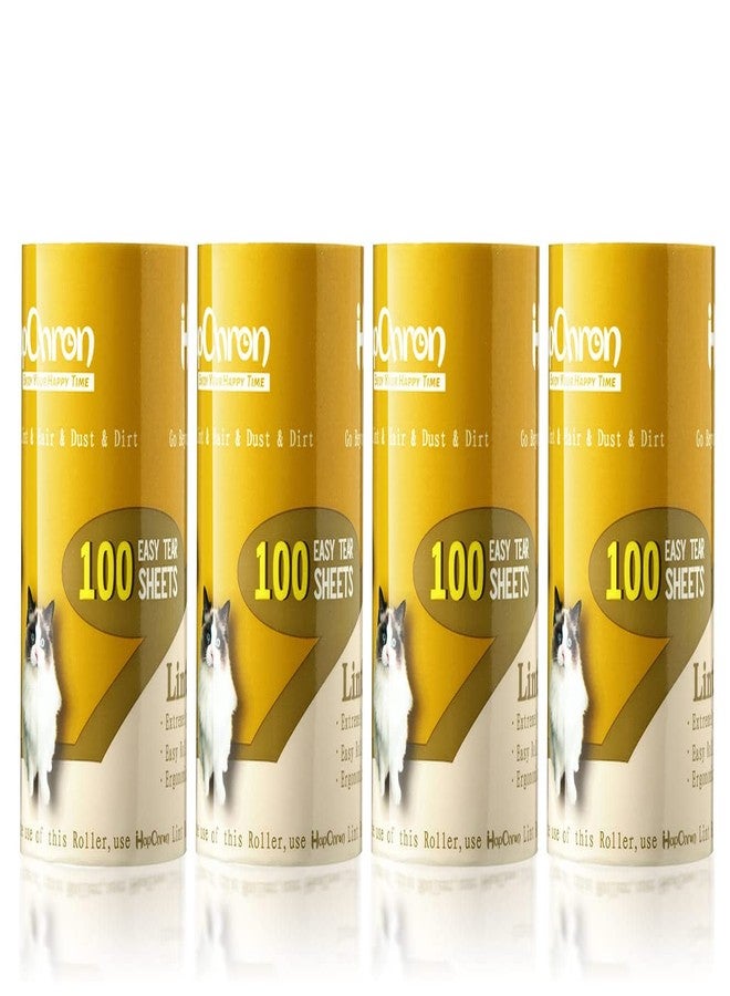HapChron Extra Sticky Lint Roller Refills Only, Total 400 Easy Tear Sheets, Insert Tube Measures 1.5" and Fits Most 3.9"-4" Standard Size Lint Roller Handle, Works Great On Pet Hair(Pack of 4) - Image 1
