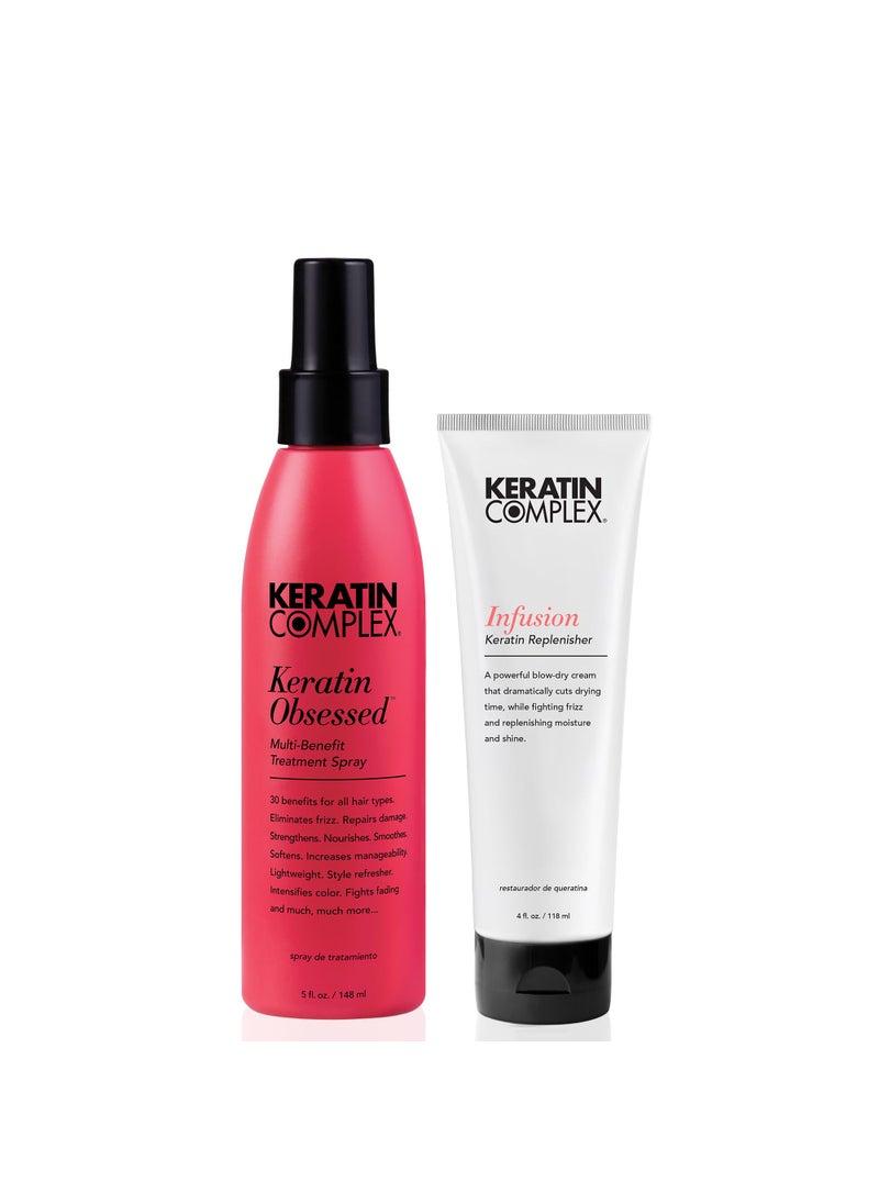 KERATIN COMPLEX - Keratin Complex - Blow Dry Essential Kit - Keratin Obsessed, 5 fl oz + Infusion Keratin Replenisher, 4 fl oz - Image 1