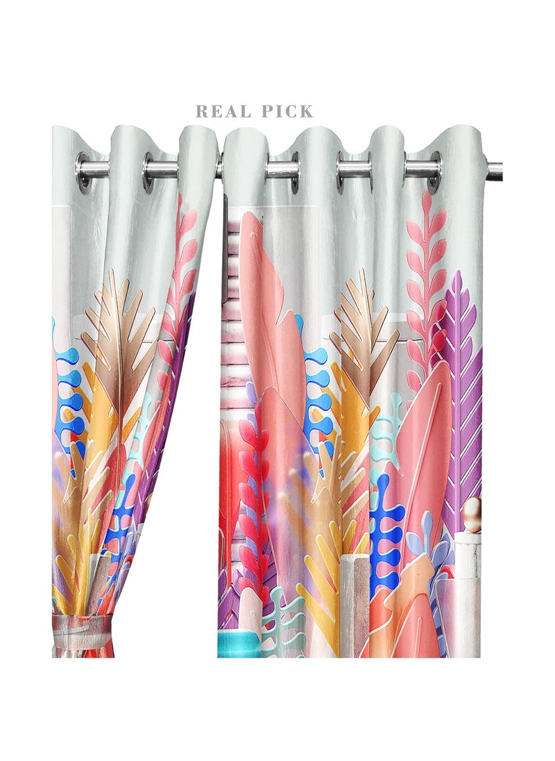 Lush Decor - Lush Decor ™ Premium Polyester 90% Blackout Heavy Duty Printed Modern Curtains Set of 2 Panels (Long Door 9 FEET, Dynamic Rainbow) - Image 1