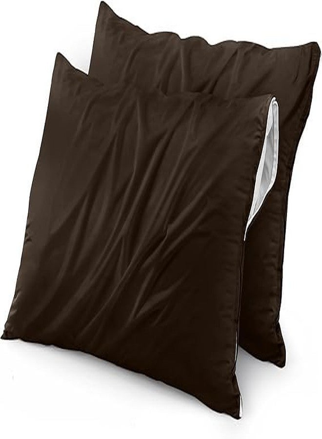 MINK HAVEN Waterproof & Dustproof Cotton Terry Pillow Protectors - Standard Size, Breathable & Soft Pillow Cover, Zippered Enclosure, Hypoallergenic (Coffee, 20x30 Inches, Pack of 2) - Image 1