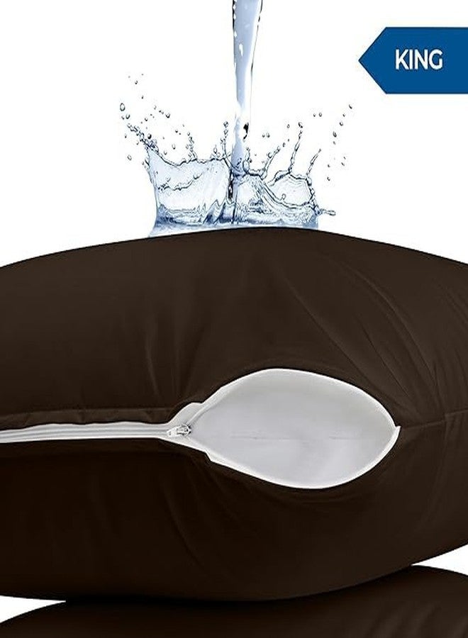 MINK HAVEN Waterproof & Dustproof Cotton Terry Pillow Protectors - Standard Size, Breathable & Soft Pillow Cover, Zippered Enclosure, Hypoallergenic (Coffee, 20x30 Inches, Pack of 2) - Image 3