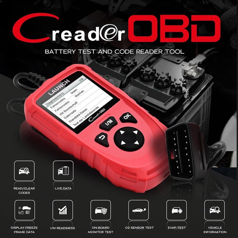 LAUNCH OBD2 Diagnostic Tool: Car Code Reader for OBD II/EOBD Error Memory Readout, I/M Readiness, EVAP & O2 Sensor Tests. Supports All Vehicles After 1996, 2.8 Inch, DTC in 8 Languages. - Image 3