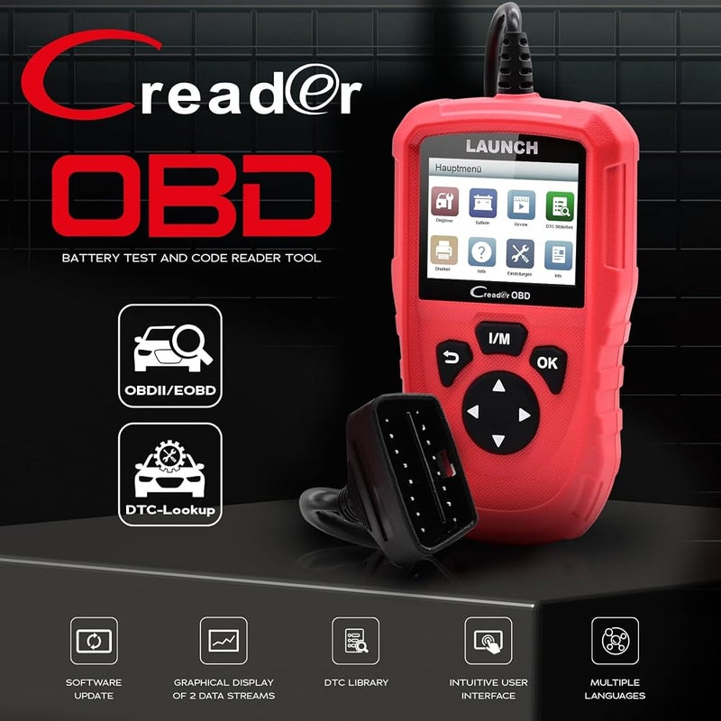 LAUNCH OBD2 Diagnostic Tool: Car Code Reader for OBD II/EOBD Error Memory Readout, I/M Readiness, EVAP & O2 Sensor Tests. Supports All Vehicles After 1996, 2.8 Inch, DTC in 8 Languages. - Image 2