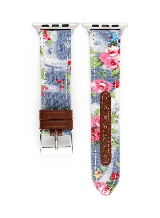 NIBEMINENT Denim Flower Pattern Watch Strap for Apple Series 3 & 2 1 42mm Baby Blue - Image 5