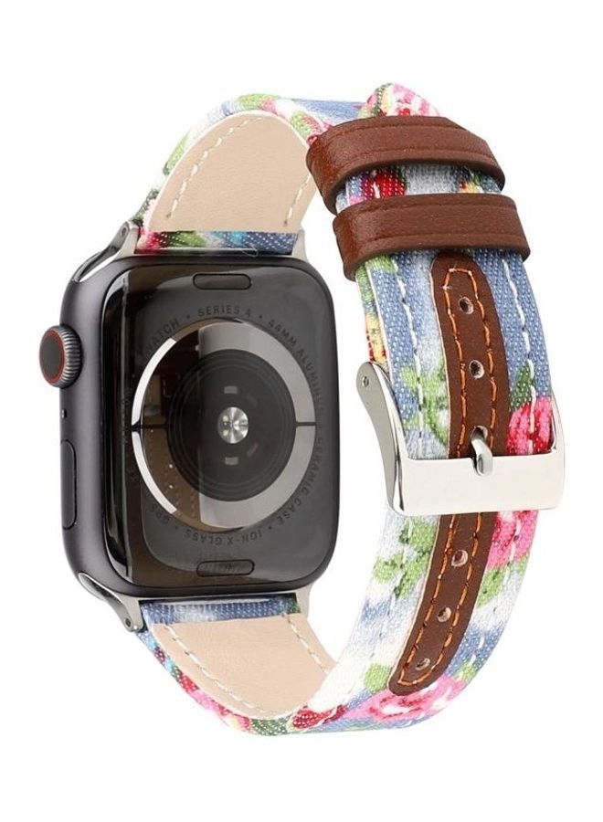 NIBEMINENT Denim Flower Pattern Watch Strap for Apple Series 3 & 2 1 42mm Baby Blue - Image 3