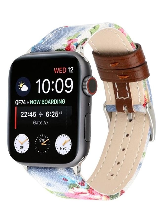 NIBEMINENT Denim Flower Pattern Watch Strap for Apple Series 3 & 2 1 42mm Baby Blue - Image 2