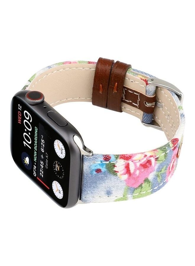 NIBEMINENT Denim Flower Pattern Watch Strap for Apple Series 3 & 2 1 42mm Baby Blue - Image 4