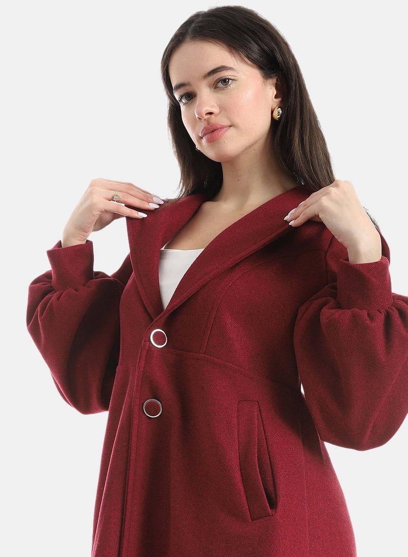 Red Circle Elegant Modest Long Coat - Image 4