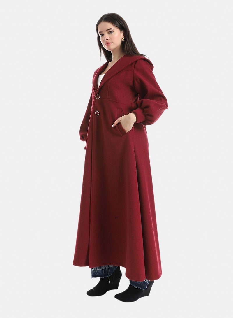 Red Circle Elegant Modest Long Coat - Image 2