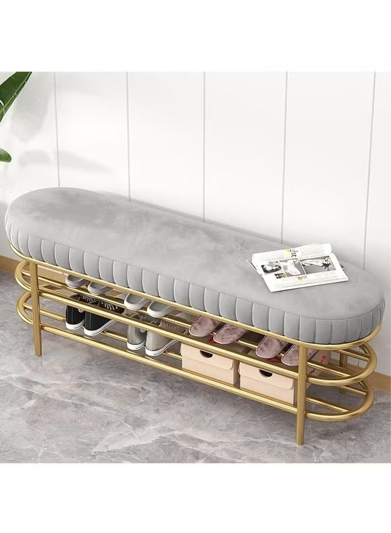 Generic Shoe Bench Metal Frame , 2-Tier Shoe Rack Upholstered Shoe Bench with Padded Seat for Entryway, Hallway, Living Room, Bedroom  - Image 1