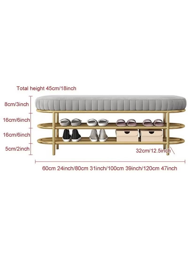 Generic Shoe Bench Metal Frame , 2-Tier Shoe Rack Upholstered Shoe Bench with Padded Seat for Entryway, Hallway, Living Room, Bedroom  - Image 3
