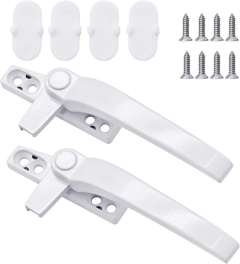 Aluminum Alloy Window Handles, 1 Pairs Universal Window Handles with Security Locks, White Casement Window Door Handles - Image 2