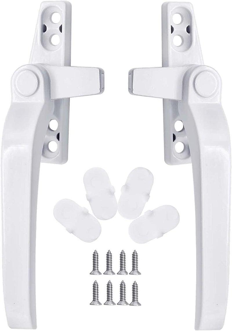 Aluminum Alloy Window Handles, 1 Pairs Universal Window Handles with Security Locks, White Casement Window Door Handles - Image 1