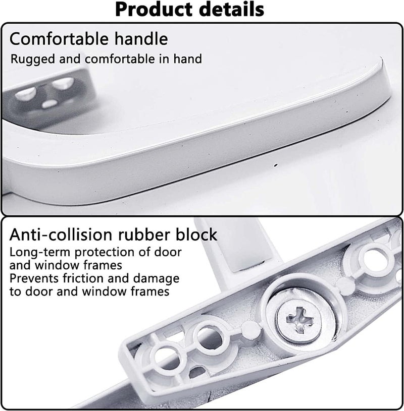Aluminum Alloy Window Handles, 1 Pairs Universal Window Handles with Security Locks, White Casement Window Door Handles - Image 4