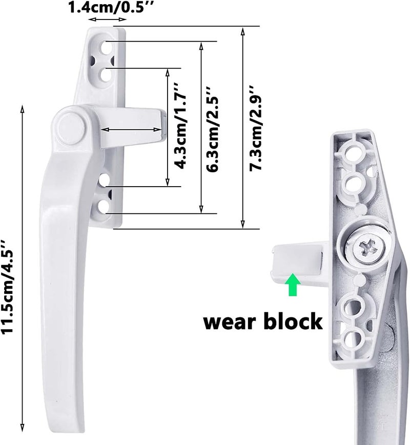 Aluminum Alloy Window Handles, 1 Pairs Universal Window Handles with Security Locks, White Casement Window Door Handles - Image 5