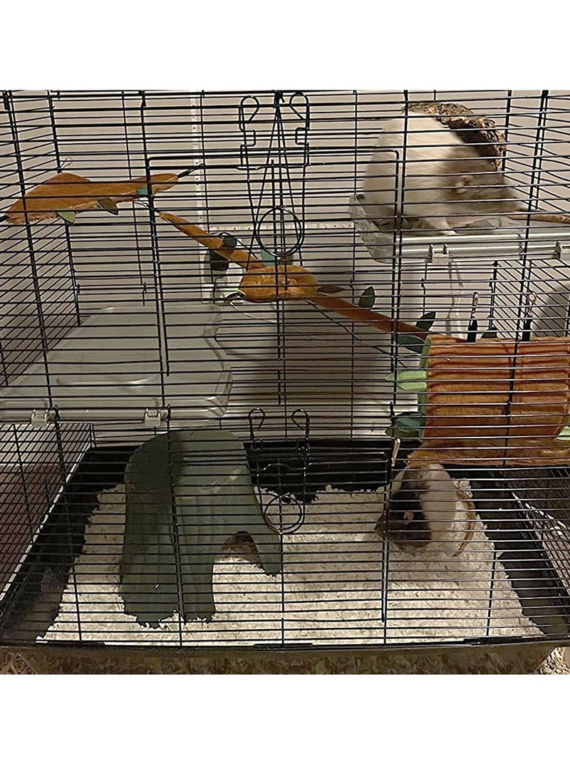 5 Pcs Hamster Hammock Set, Forest Pattern Hanging Bed, Leaf Tunnel and Swing, Cage Accessories for Small Animals, Sugar Glider, Squirrel, Hamster Playing and Sleeping