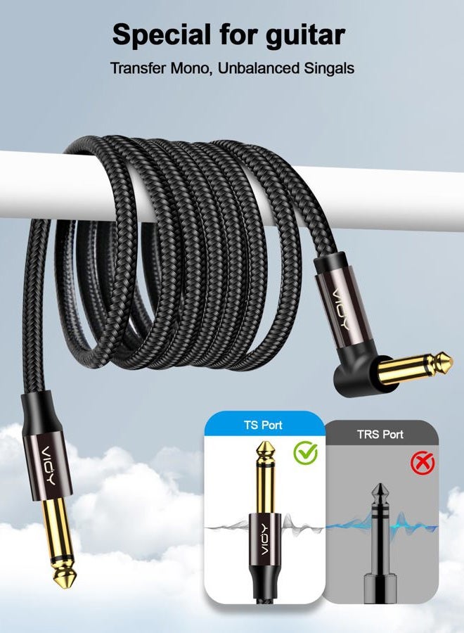 VIOY Guitar Cable 5M, 6.35 mm (1/4) TS Mono Jack Unbalanced Right Angle Long Instrument Cables, High-end Guitar Amp Cord for Electric Guitar, Bass, Keyboard, Electric Mandolin - Image 4
