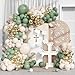 Tesochye Baptism Theme Party Decorations Balloons Kit145 Pcs Sage Green White Sand Gold Balloons Arch for First Holy Communion Decorations God Bless Christening Party Birthday Baby Shower Wedding Decoration - Image 3