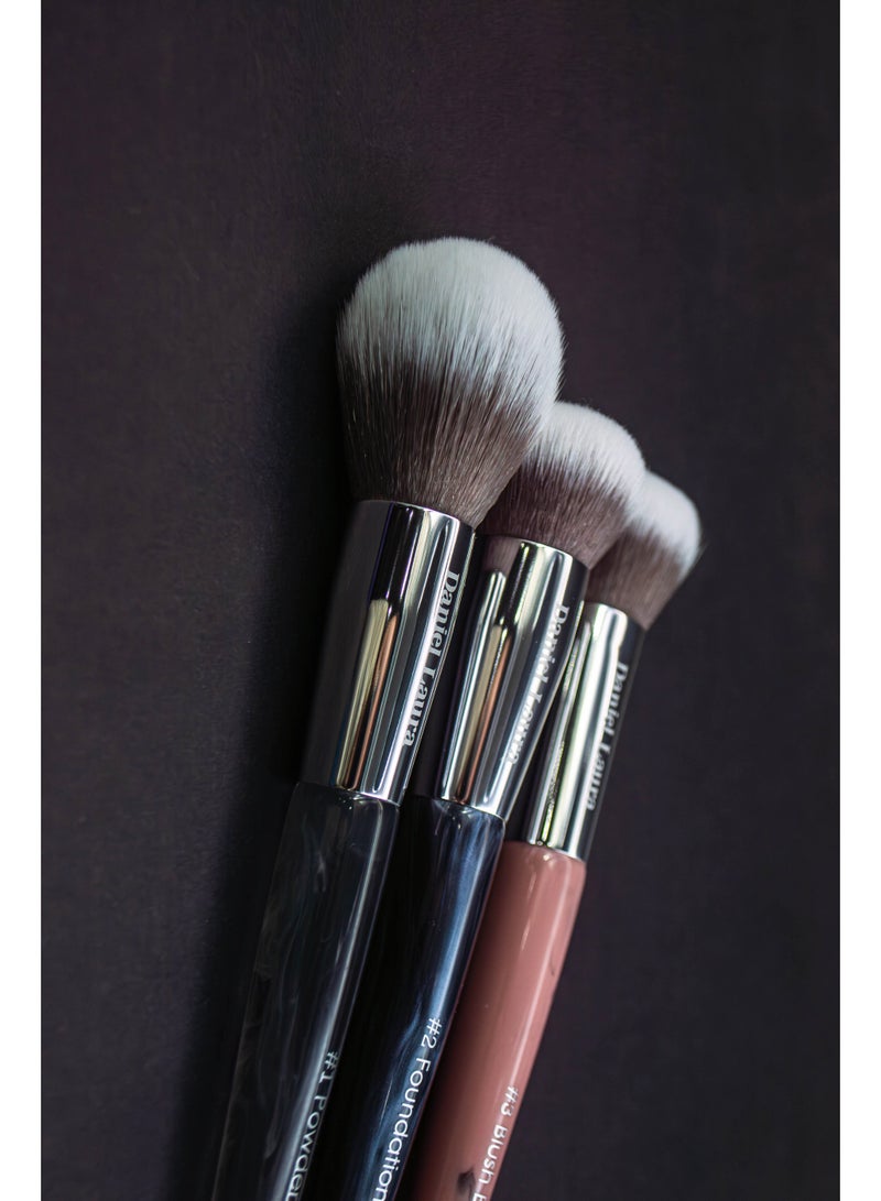 Daniel Laura Professional Makeup Brush Set, 12 Pieces, balck gray rose resin handlr, Synthetic Hair, resin handles, Soft Vegan Bristles for Foundation, Eyeshadow, Blush & Contour, Blending - Image 4