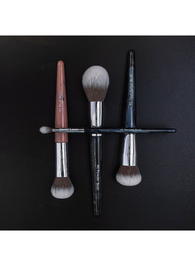 Daniel Laura Professional Makeup Brush Set, 12 Pieces, balck gray rose resin handlr, Synthetic Hair, resin handles, Soft Vegan Bristles for Foundation, Eyeshadow, Blush & Contour, Blending - Image 5