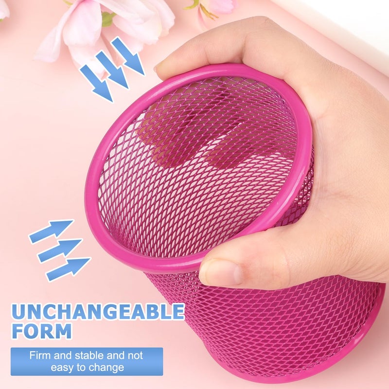 Tamaki Pen Holder Cup for Desk, Wire Mesh Pencil Cup Holder for Desk Office Pen Organizer (Pink) - Image 4