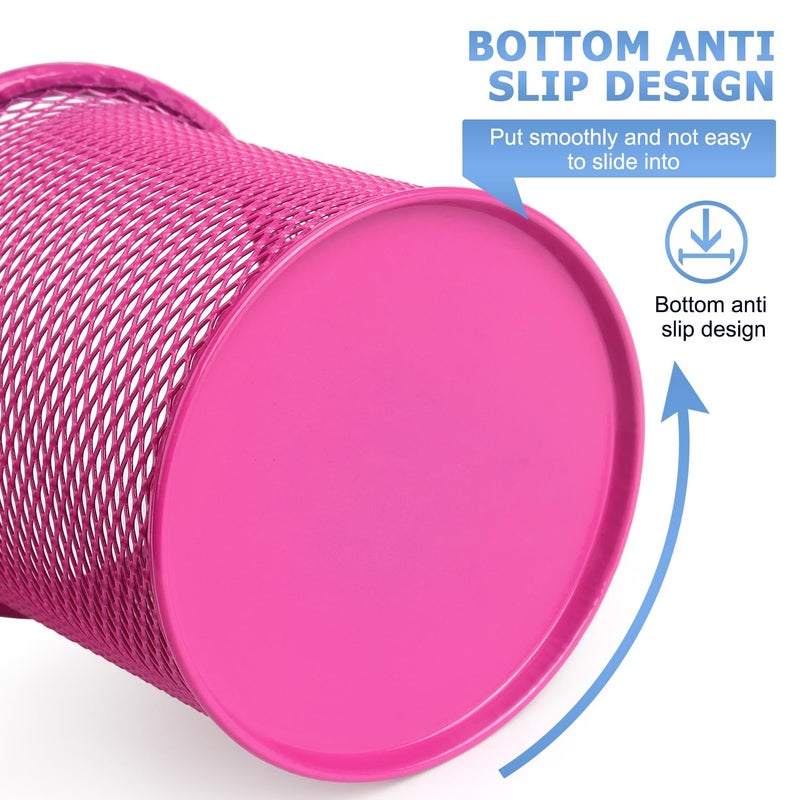 Tamaki Pen Holder Cup for Desk, Wire Mesh Pencil Cup Holder for Desk Office Pen Organizer (Pink) - Image 3