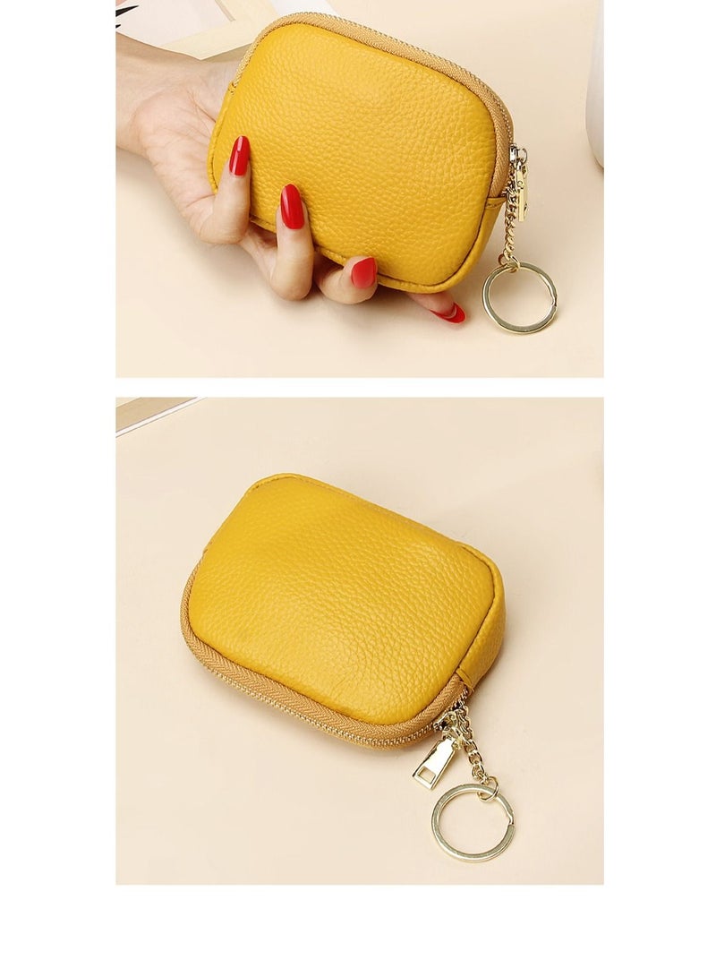 Loquat Leather Purse In Hand Yellow 