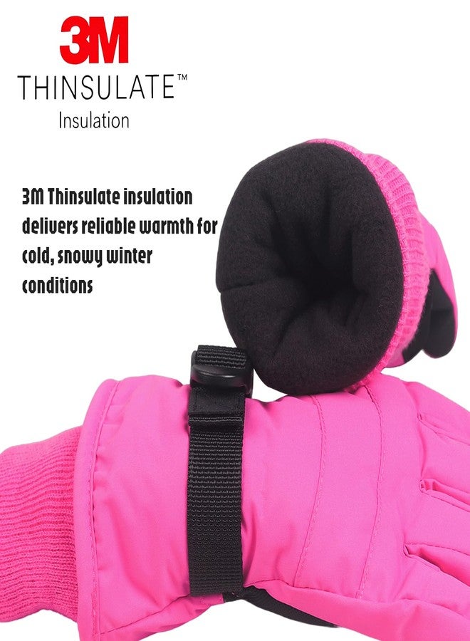 XTACER Boy's Girl's Kid's Ski Snow Gloves Snowboard Winter Warm Cold Weather Gloves for Boys Girls Children (Hot Pink,4-6 Years) - Image 5