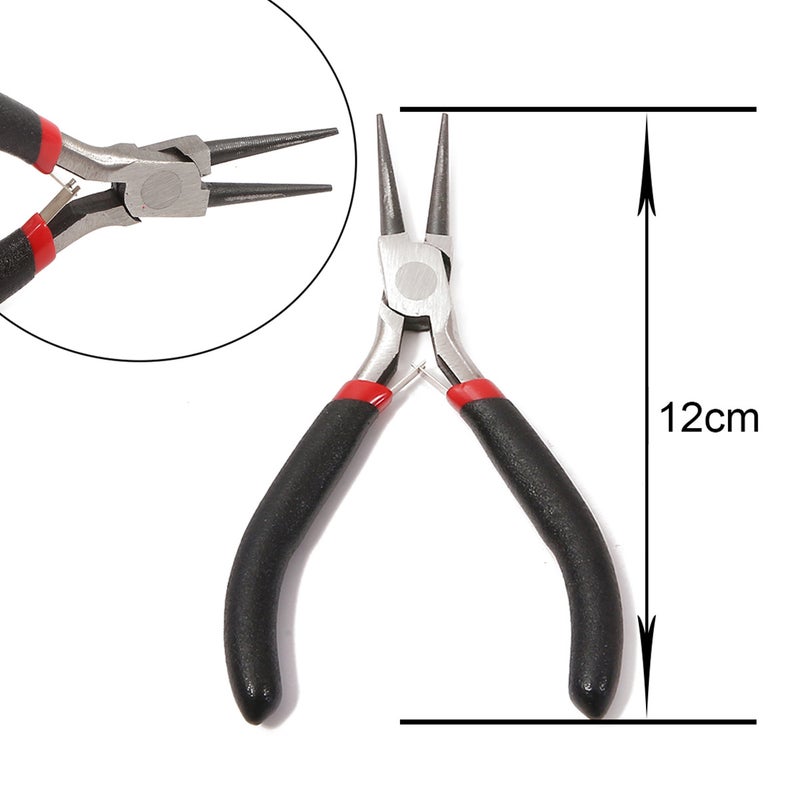 Handmade DIY Tool Pliers Multifunctional Punching Pliers Jewelry Toothless Pointed Nose Pliers Oblique Wire Cutting Pliers Hardware Tools #16 black handle double round pliers 1 pc/bag 