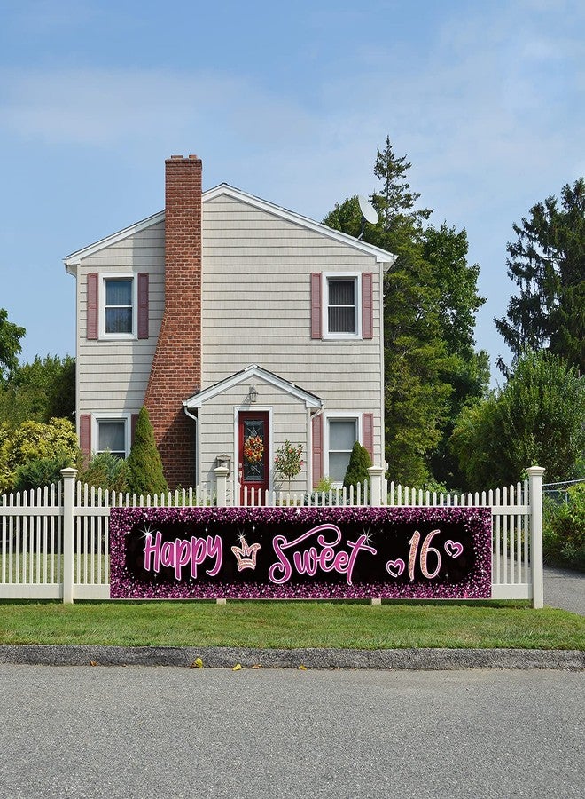 Helewilk Happy Sweet 16 Large Banner Backdrop, 16 and Fabulous, Happy 16th Birthday Party Outdoor Sign, Cheers to 16 Years Birthday Party Decorations Supplies - Image 5