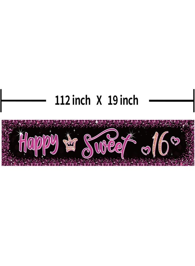 Helewilk Happy Sweet 16 Large Banner Backdrop, 16 and Fabulous, Happy 16th Birthday Party Outdoor Sign, Cheers to 16 Years Birthday Party Decorations Supplies - Image 2