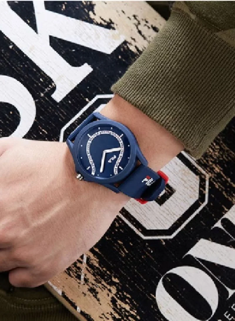 فيلا Fila Style Unisex Analog Watch ABS Case Blue Silicone Strap, 38-864-104, size 43mm
