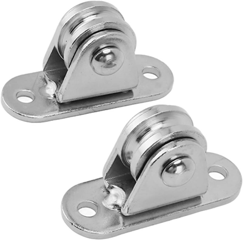 Small Pulley Block, Stainless Steel Fixed Pulley, Silent Roller Wheel for DIY Equipment, Wall Mounted Pulley with Screws and Expansion Tubes, Heavy Duty Pulley Block for Wire (2pcs) - Image 3