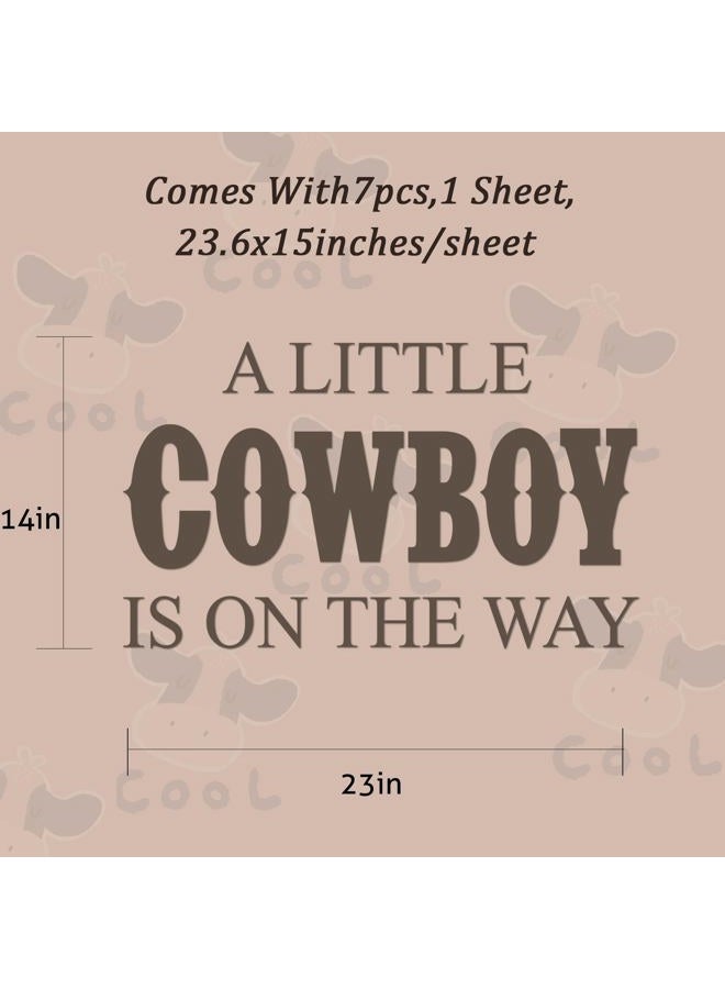 SANDOO A Little Cowboy Is On The Way Baby Shower Decal Peel and Stick - Cowboy Baby Shower Decorations,Country Western Cowboy Party Decorations for Backdrop,It Is A Boy Gender Reveal Sticker for Baby Boy - Image 2