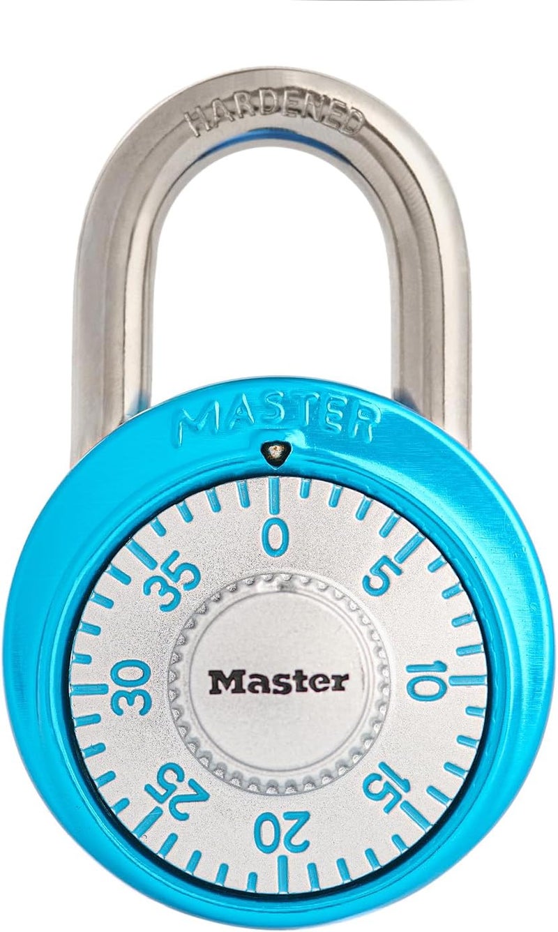 Master Lock 1561DLTBLU Combination Padlock - Light Blue, Durable and Secure for Lockers - Image 1